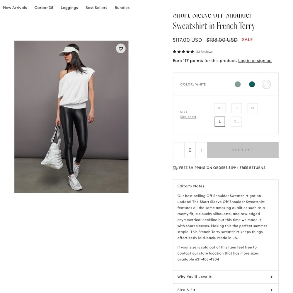 Off-Shoulder Short Sleeve Sweatshirt - White